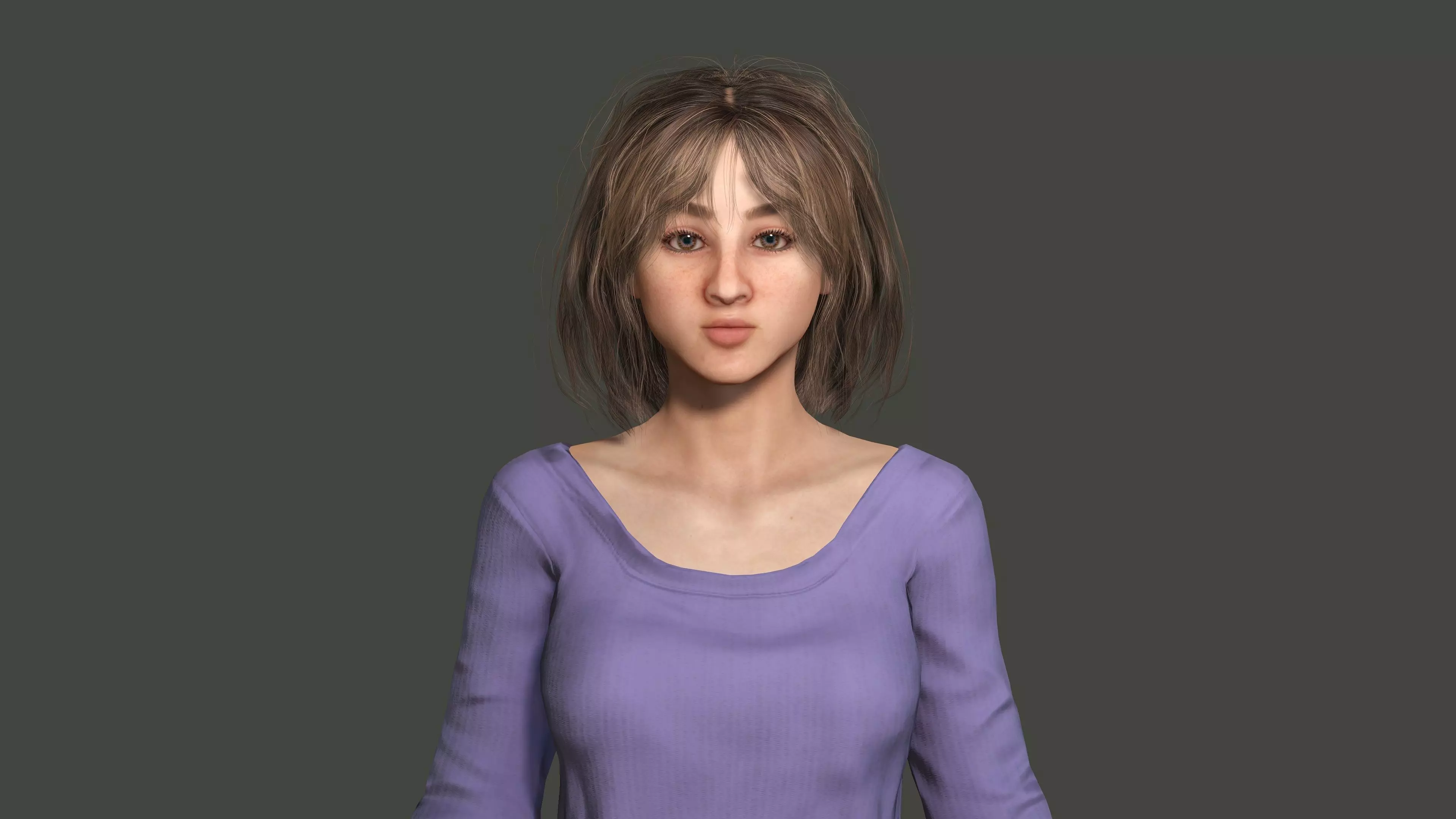 AAA REALISTIC FEMALE 3D CHARACTER BLONDE TEENAGE STUDENT Low-poly 3D model_11