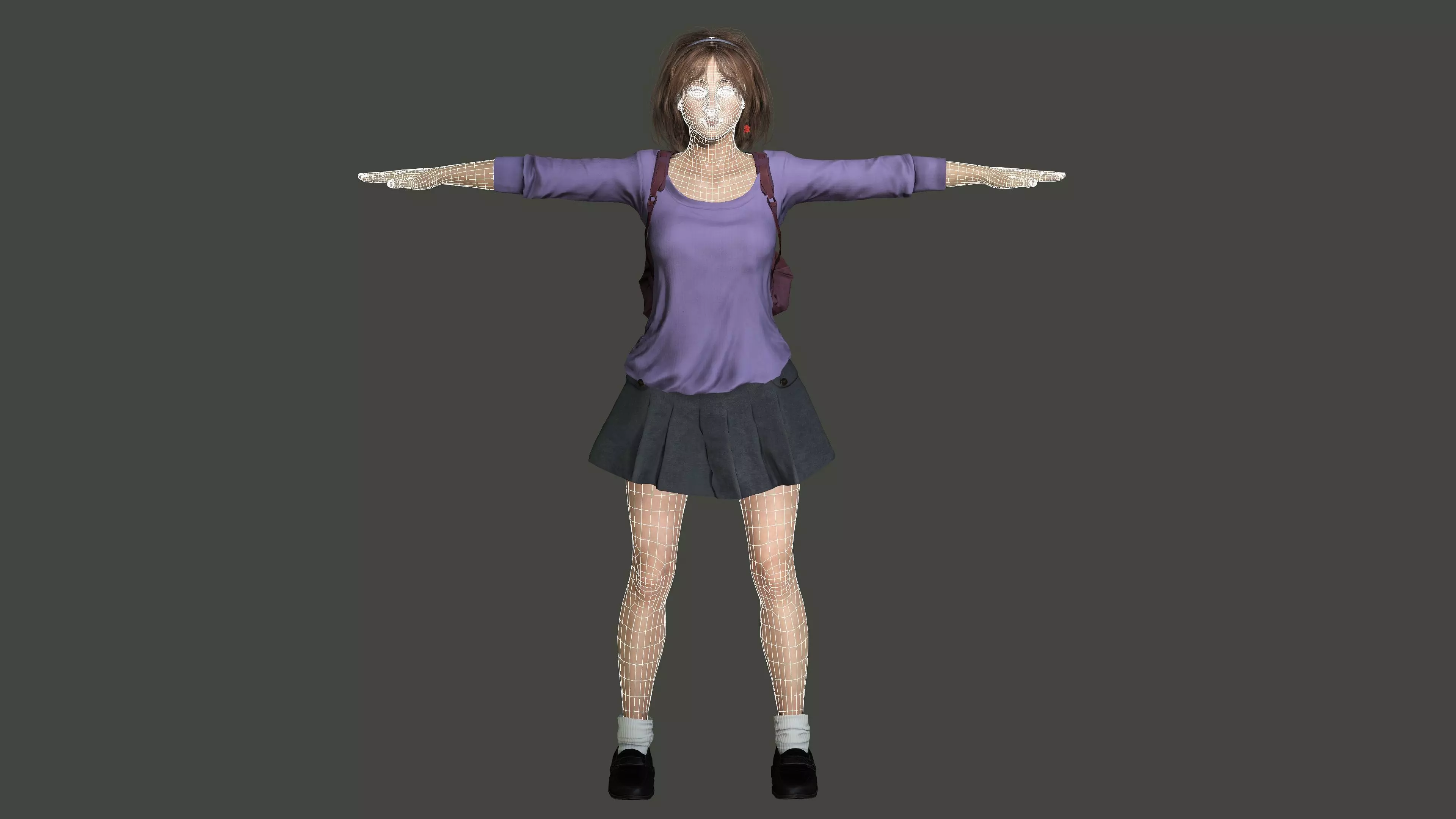 AAA REALISTIC FEMALE 3D CHARACTER BLONDE TEENAGE STUDENT Low-poly 3D model_15