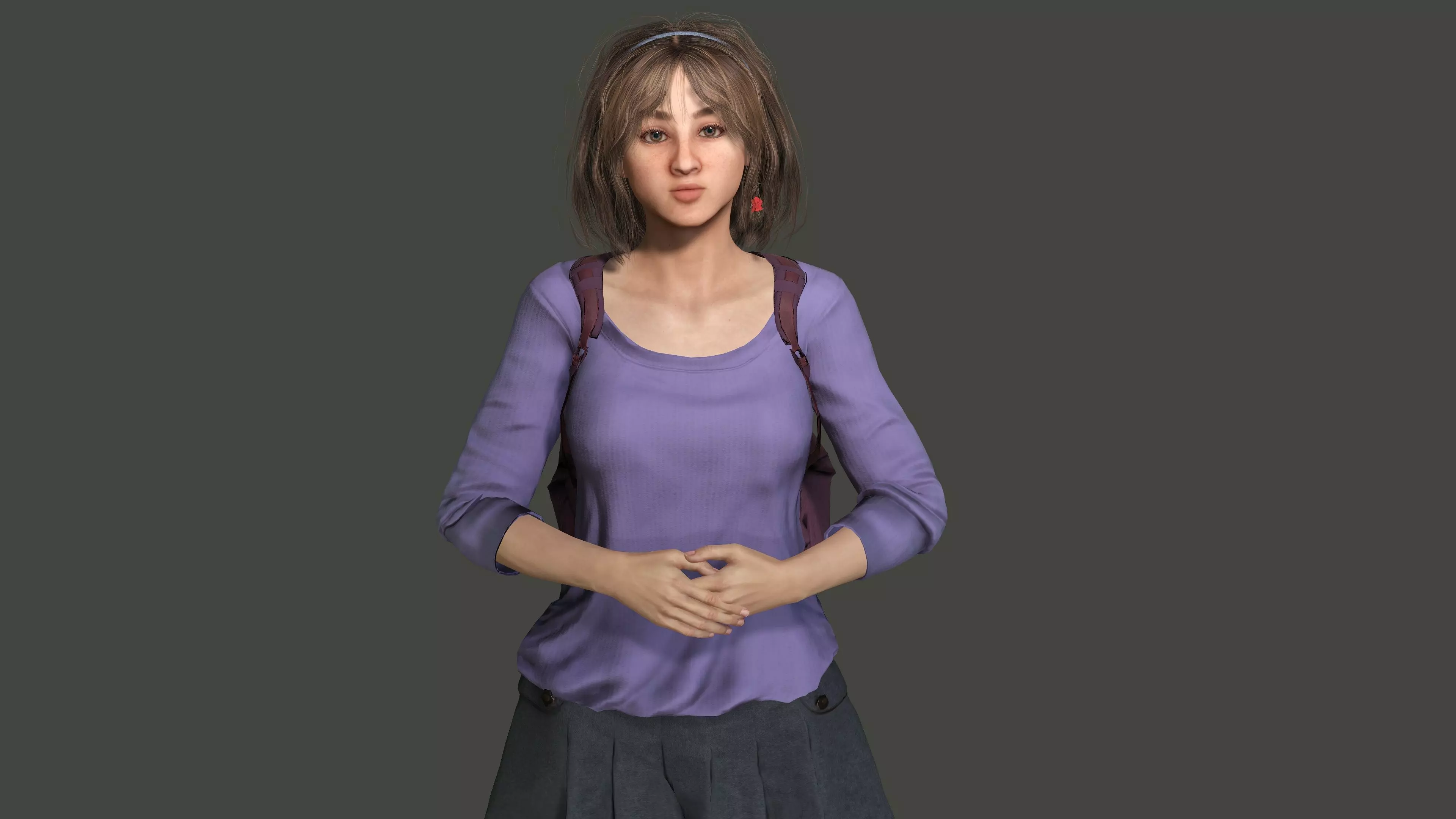AAA REALISTIC FEMALE 3D CHARACTER BLONDE TEENAGE STUDENT Low-poly 3D model_4