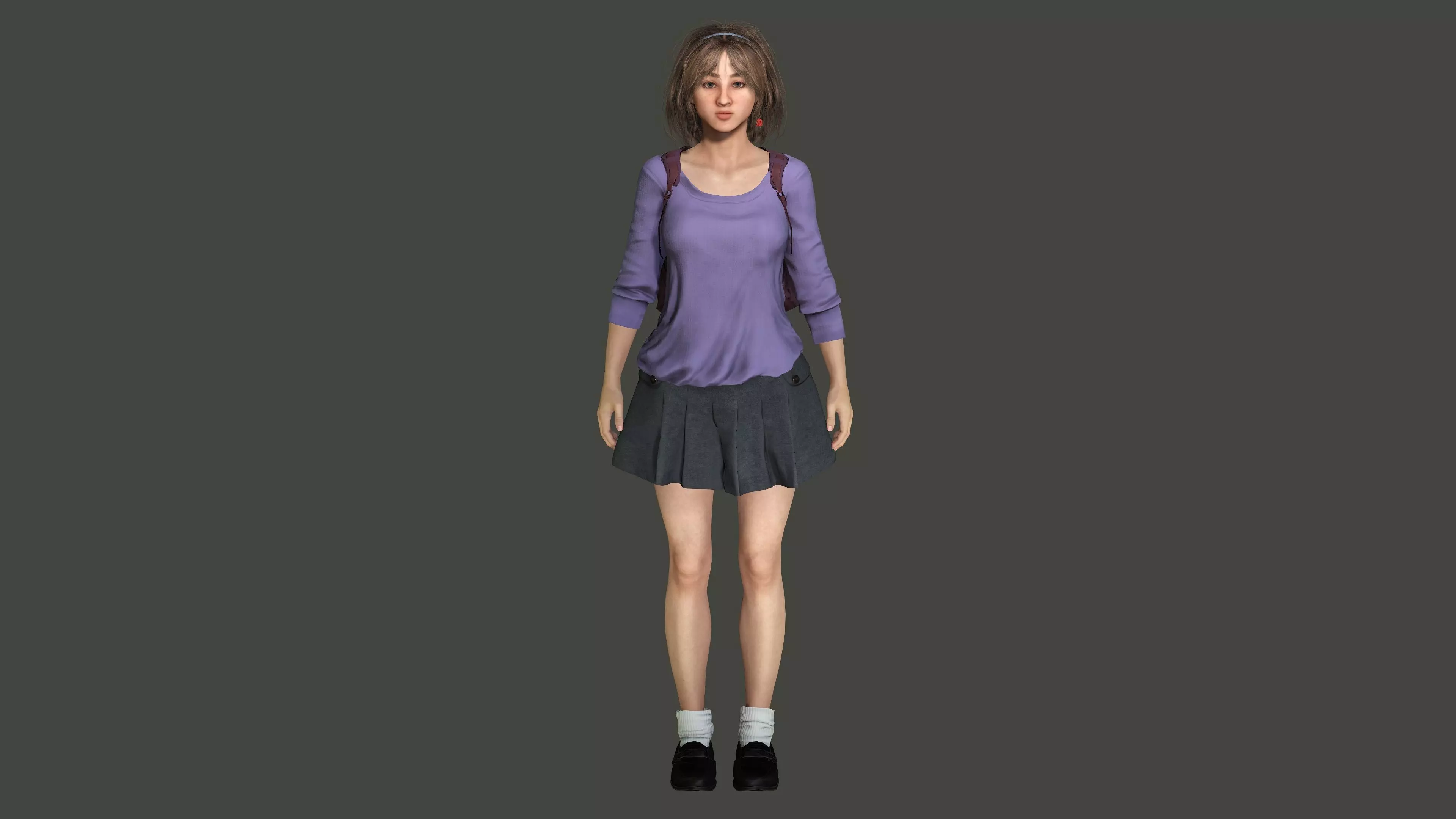 AAA REALISTIC FEMALE 3D CHARACTER BLONDE TEENAGE STUDENT Low-poly 3D model_12