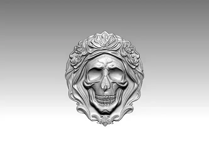 Skull Roses Wreath 3D Model