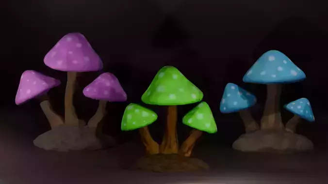 Stylized Magical Mushroom Pack - Low Poly Fantasy Forest  Low-poly 3D model