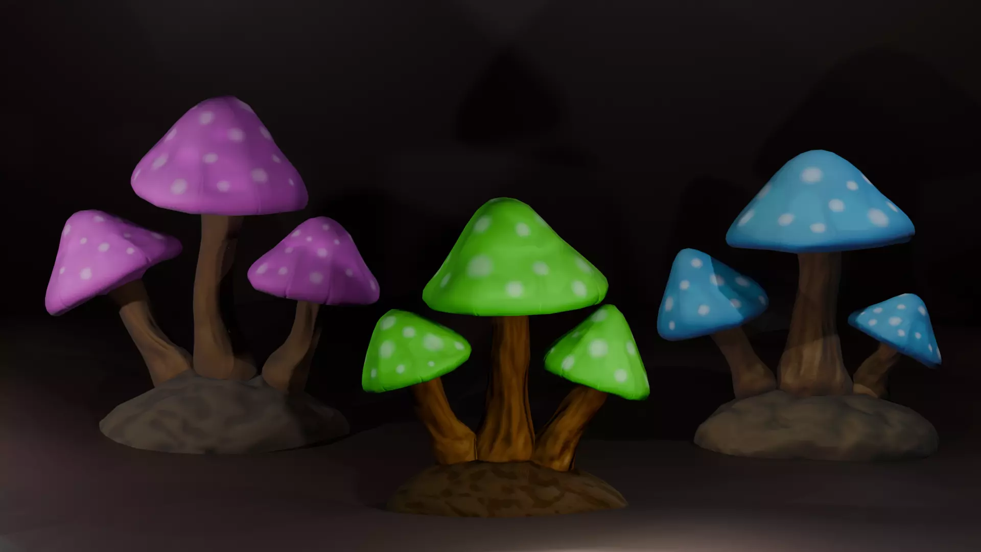 Stylized Magical Mushroom Pack - Low Poly Fantasy Forest  Low-poly 3D model_0