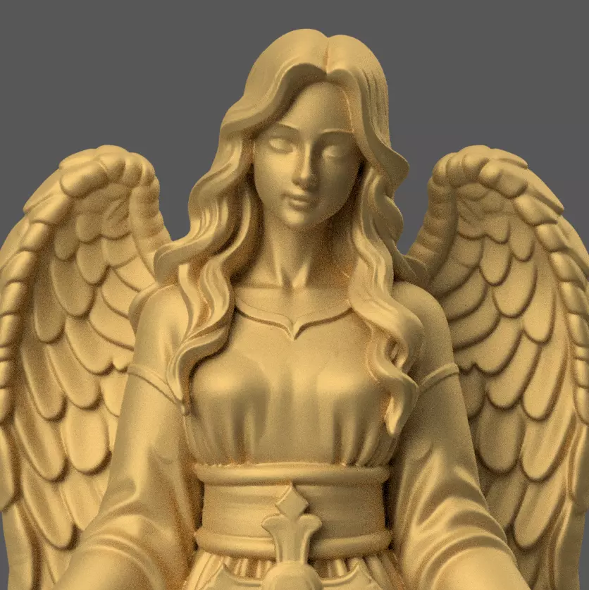 Elegant Angel Statue STL Christmas 3D Model 3D print model_7
