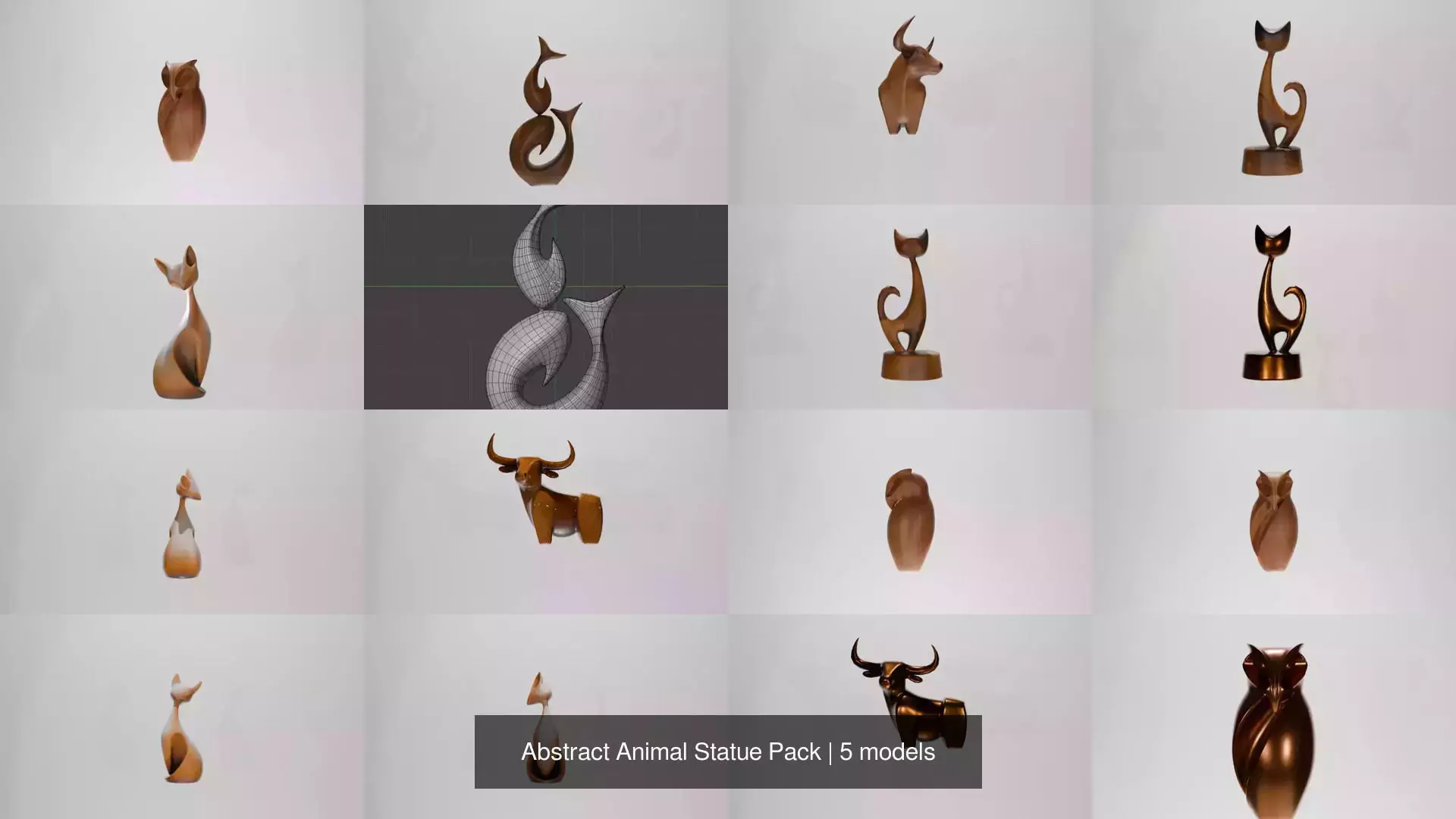 Abstract Animal Statue Pack 3D Model Collection_0