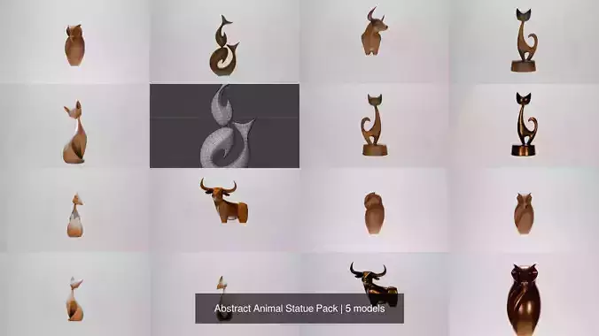 Abstract Animal Statue Pack 3D Model Collection Abstract Animal Statue Pack 3D Model Collection