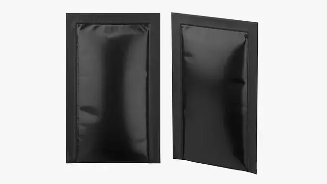 Glossy Black Four-Side Seal Sachet Mockup 03