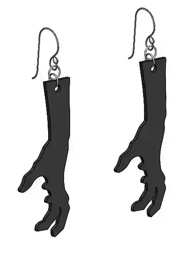 Halloween Hand Earrings  Pendant  3D Print Model