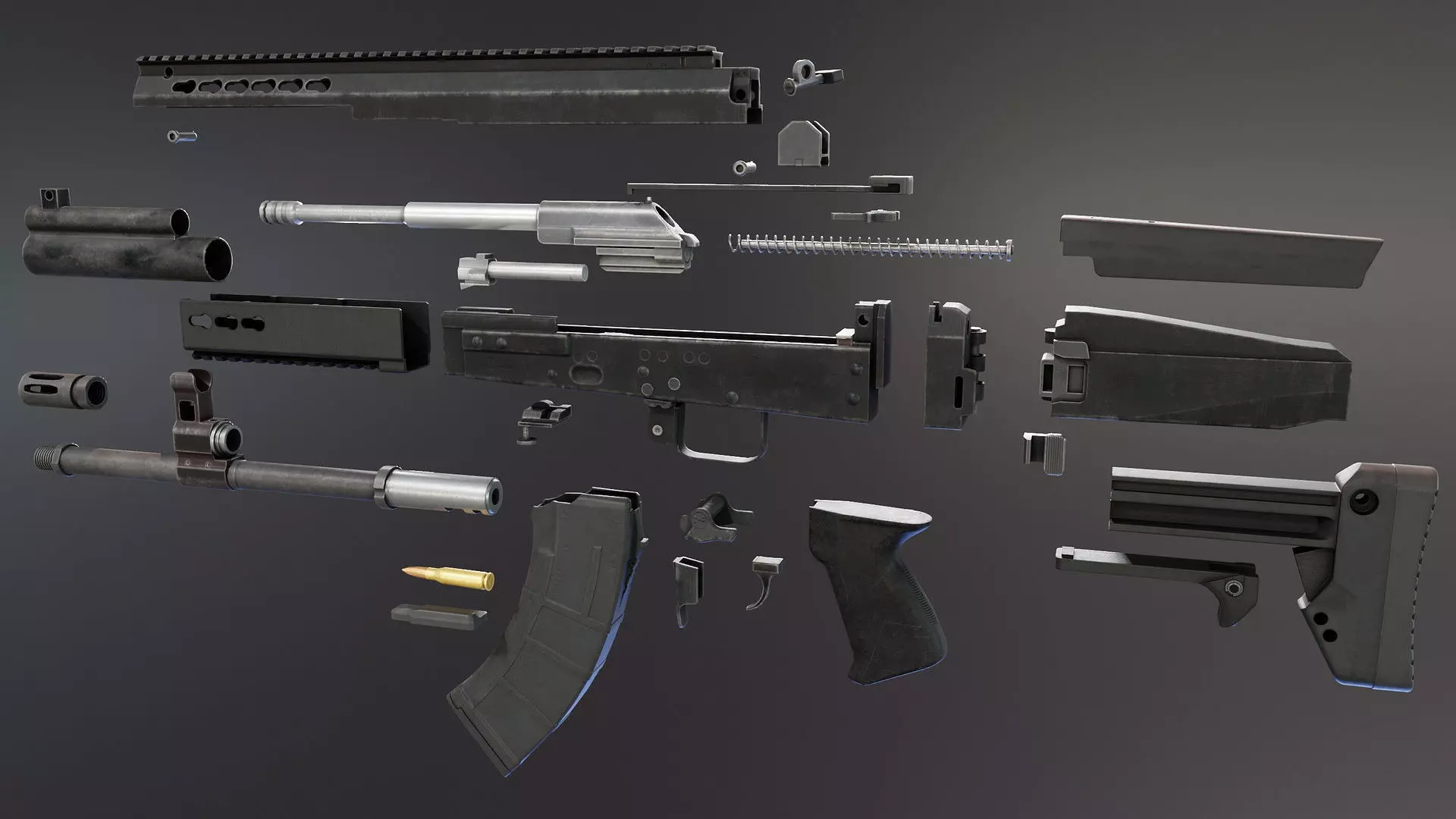 Zastava M19 Rifle Low-poly 3D model_11