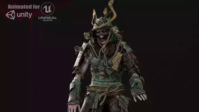 ZombieSamurai Low-poly 3D model