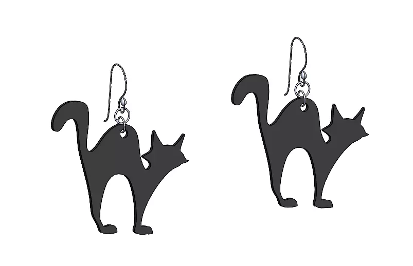 Halloween Cat Earrings Pendant 3D Print Model 3D print model_0