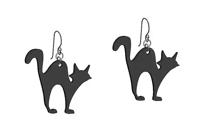 Halloween Cat Earrings     Pendant  3D Print Model