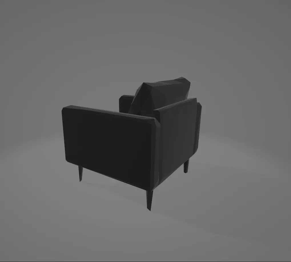 Black Armchair Low-poly 3D model_1