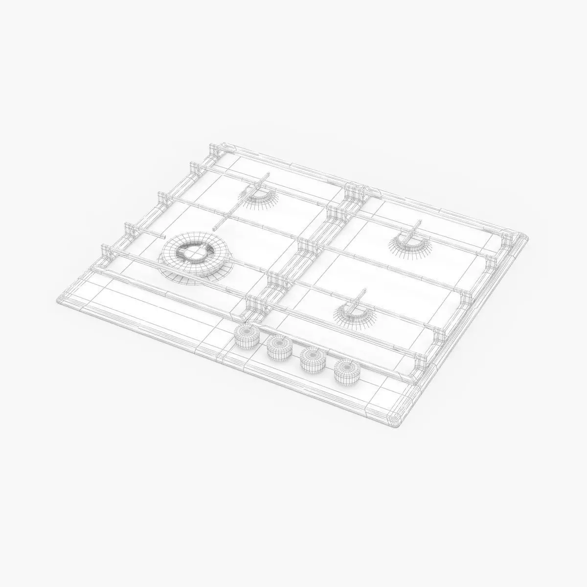 Whirlpool 4 BURNER GAS COOKTOP GMWL628IXALUS 3D model_1