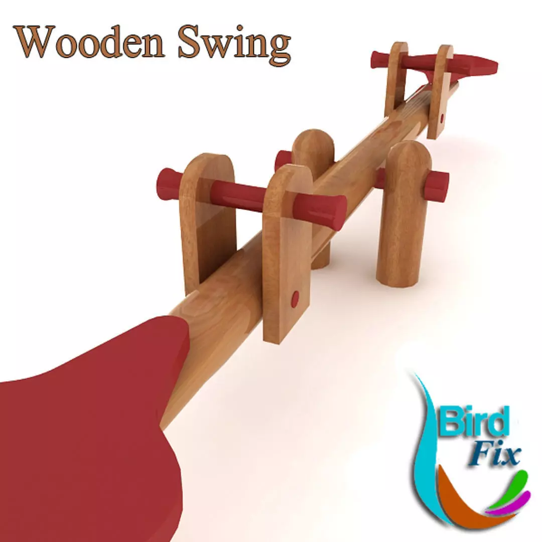 Wooden Swing Low-poly 3D model