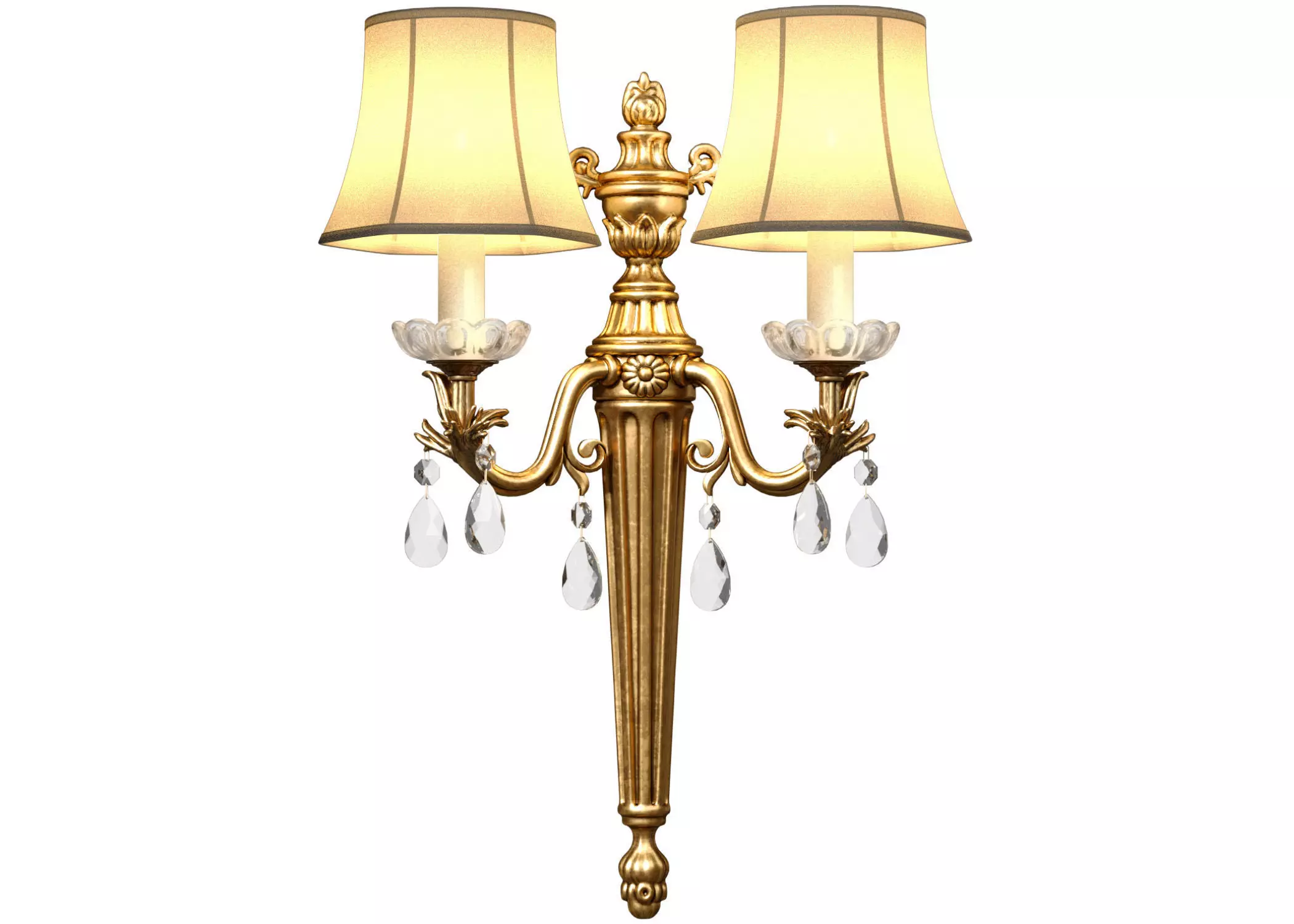 Italian Golden Sconce in classic style Rococo crystal Wall lamp 3D model_0