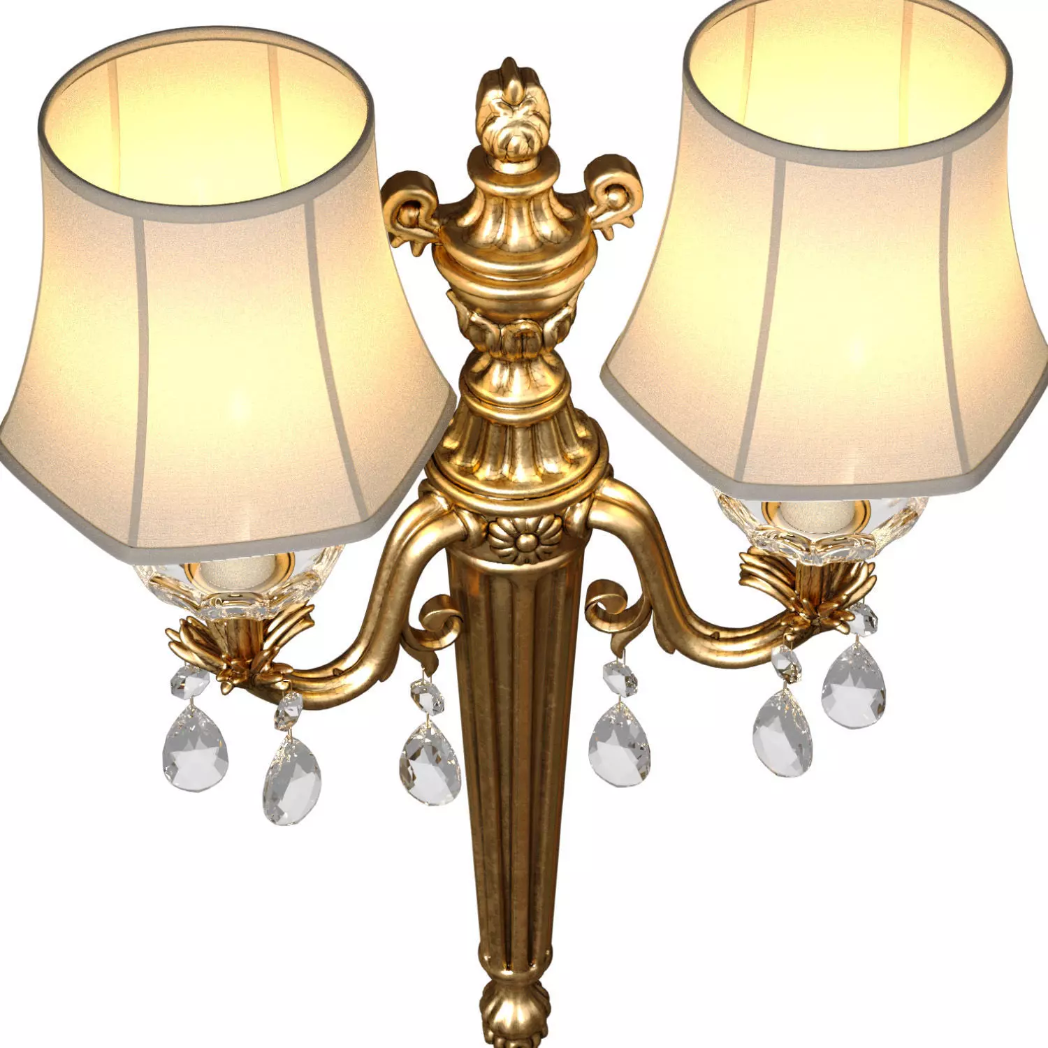 Italian Golden Sconce in classic style Rococo crystal Wall lamp 3D model_2
