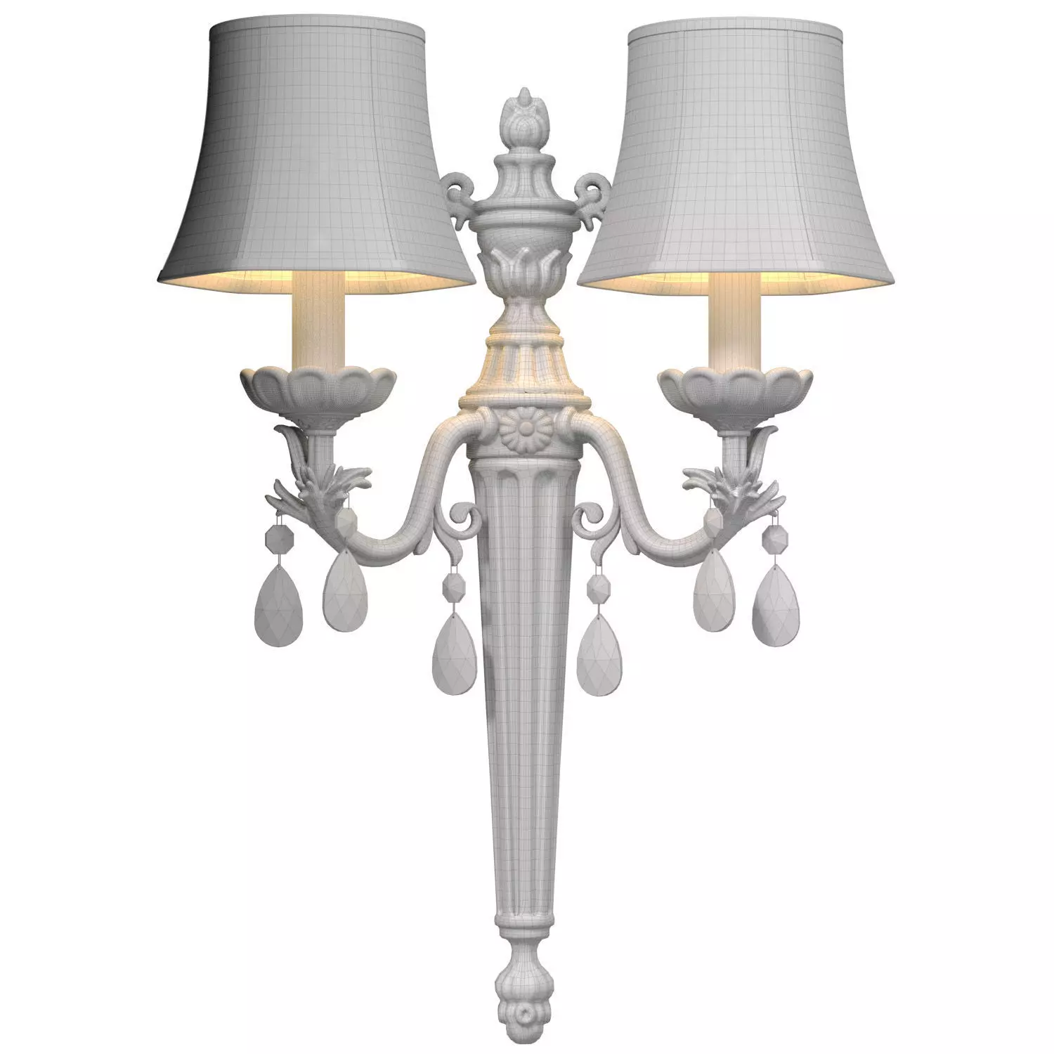 Italian Golden Sconce in classic style Rococo crystal Wall lamp 3D model_3