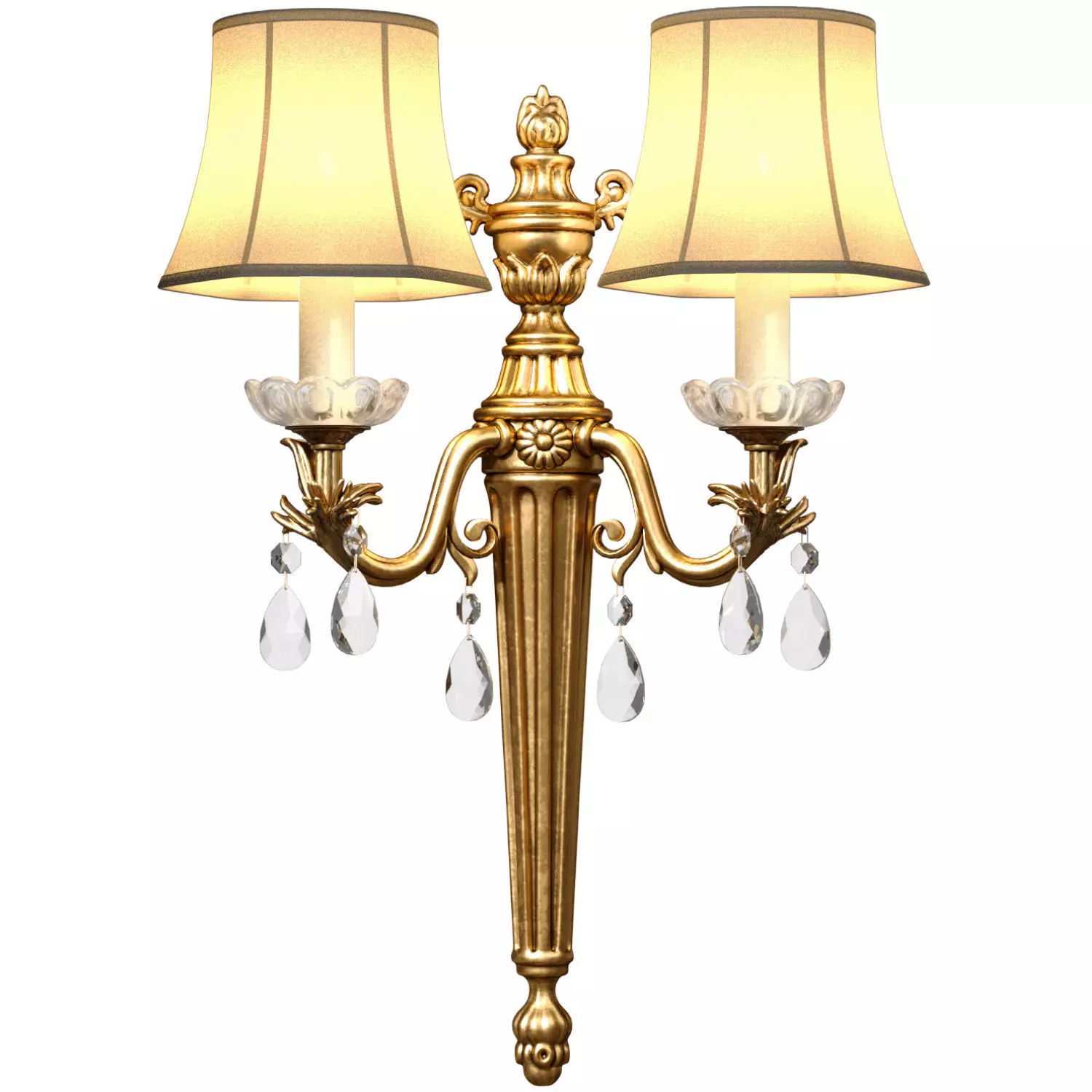 Italian Golden Sconce in classic style Rococo crystal Wall lamp 3D model_4