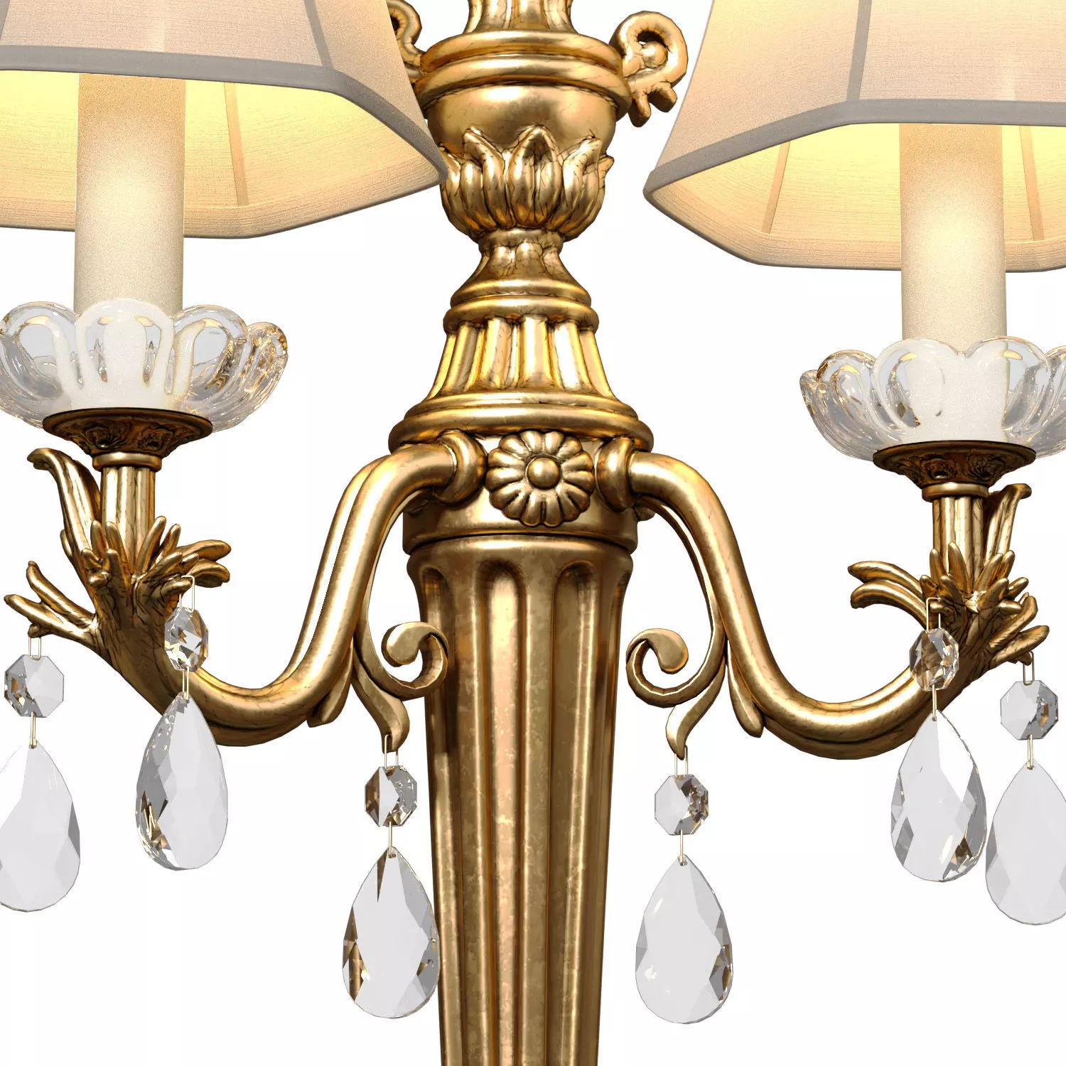 Italian Golden Sconce in classic style Rococo crystal Wall lamp 3D model_1
