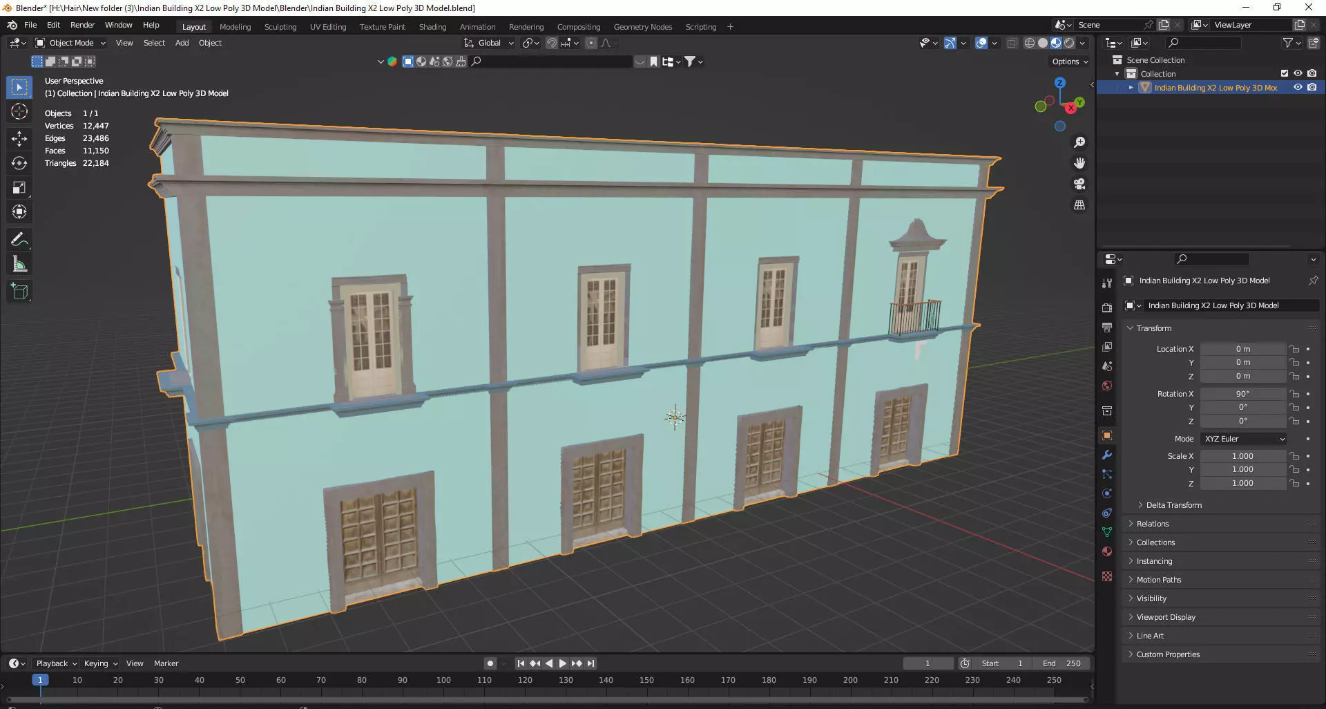 Indian Building X2 Low Poly 3D Model Low-poly 3D model_7