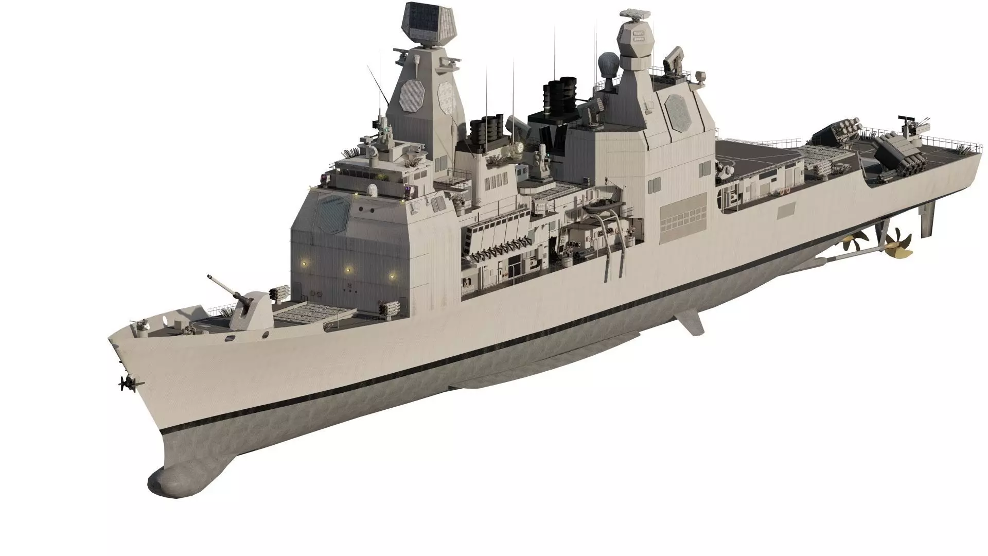 Detailed us navy destroyer 3D model