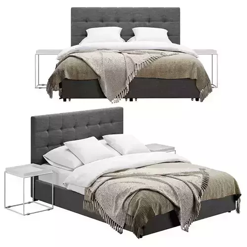 Bed with Storage Drawers Fabric La Rochelle