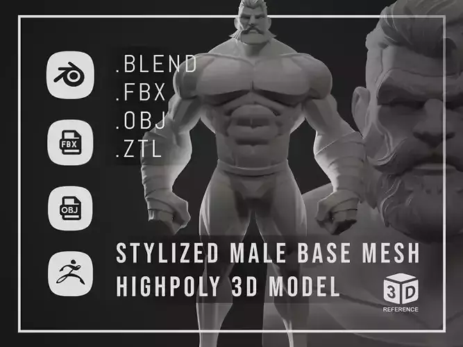 Stylized Male Base mesh - Highpoly 3d model