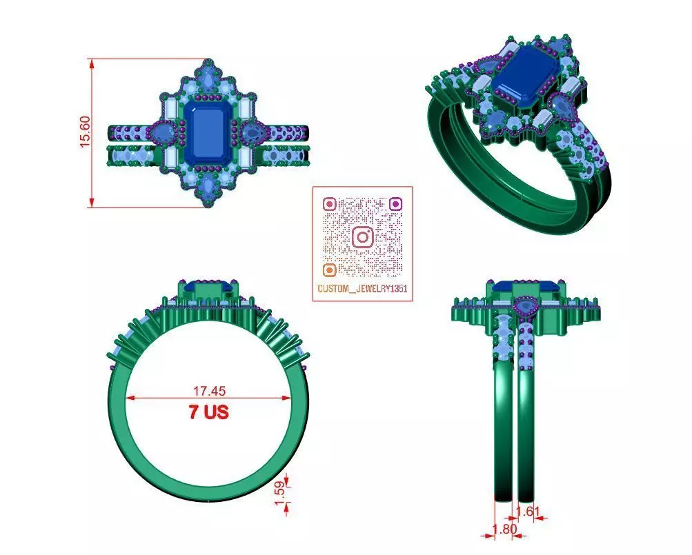 Solitaire ring 3D print model_5