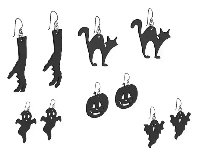 Halloween Jewelry Set   Ghost Pumpkin Cat  Hand   