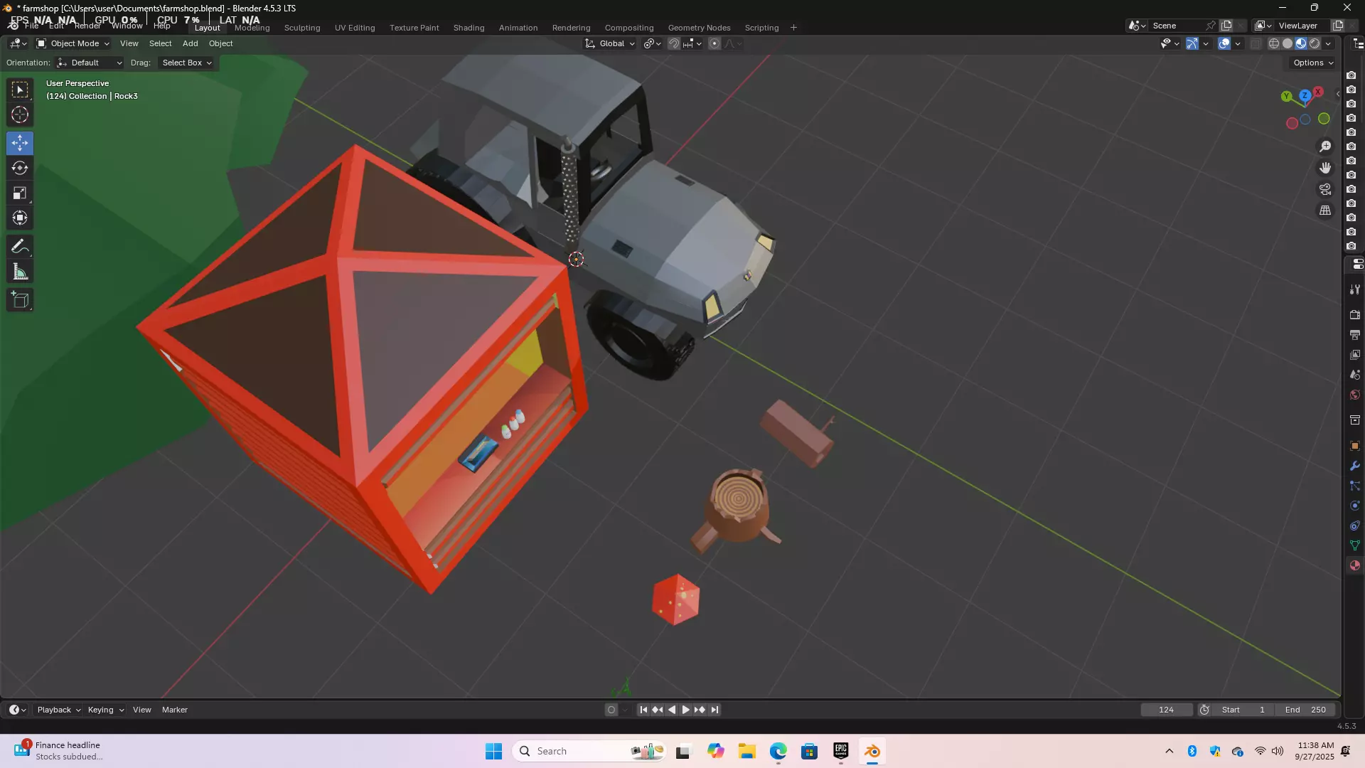 Stylized low Poly Farm Inspired Shop and Tractor  Low-poly 3D model_8