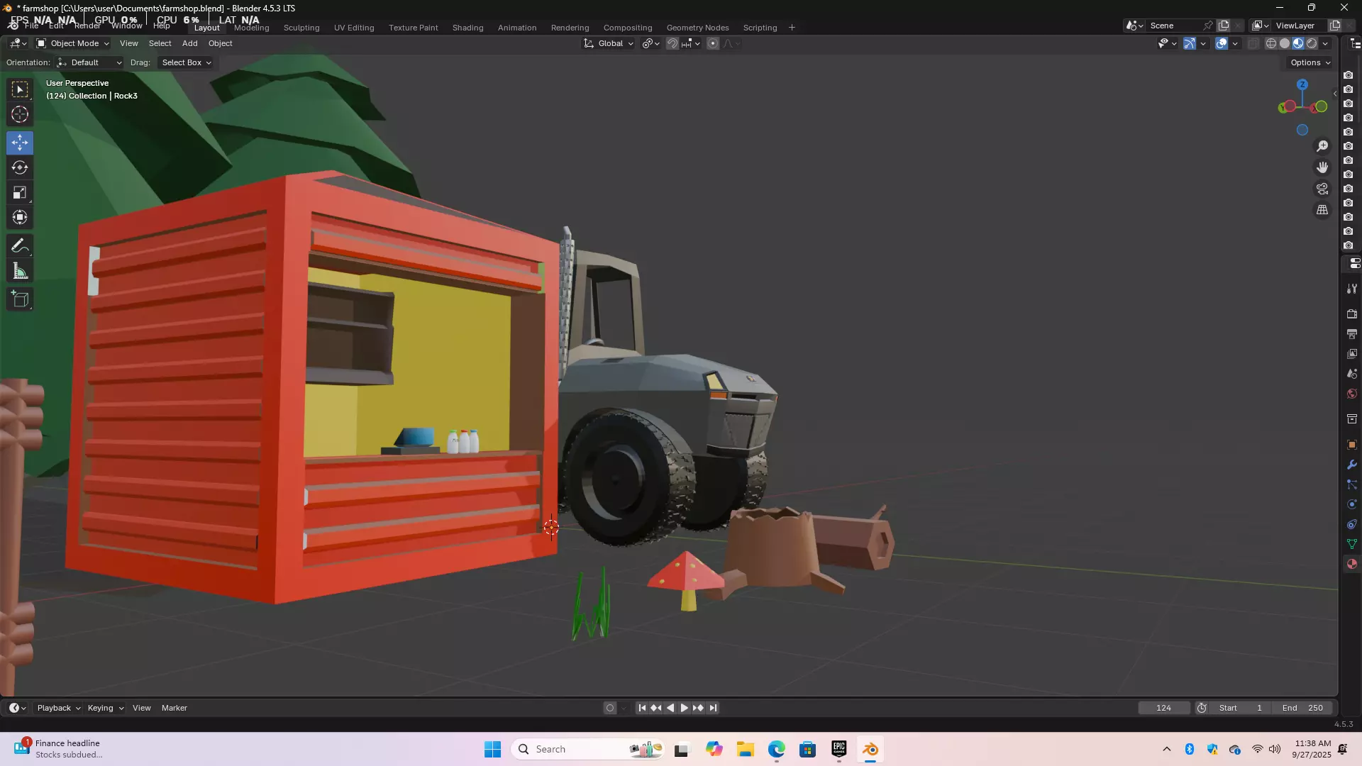 Stylized low Poly Farm Inspired Shop and Tractor  Low-poly 3D model_7