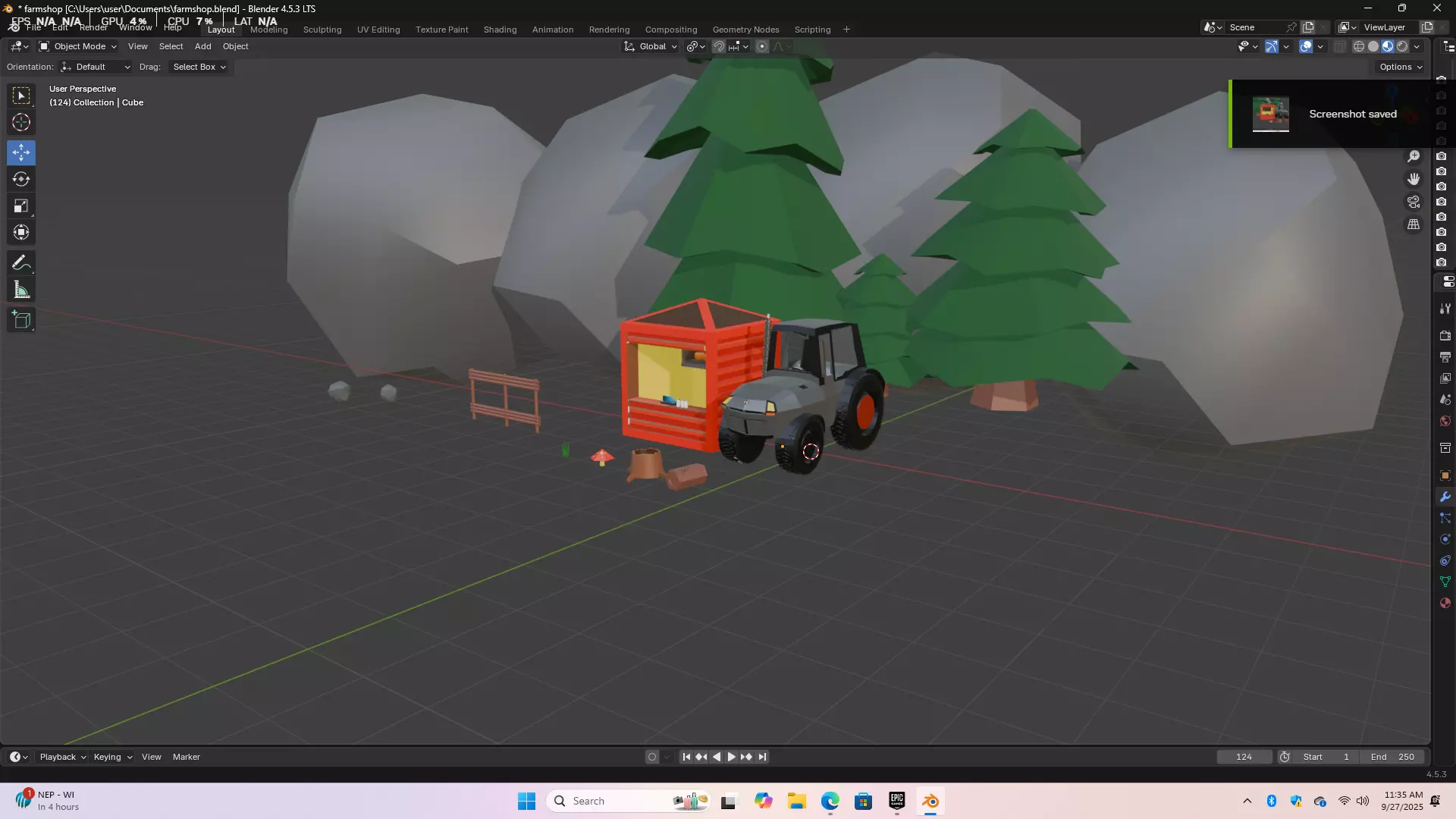 Stylized low Poly Farm Inspired Shop and Tractor  Low-poly 3D model_3