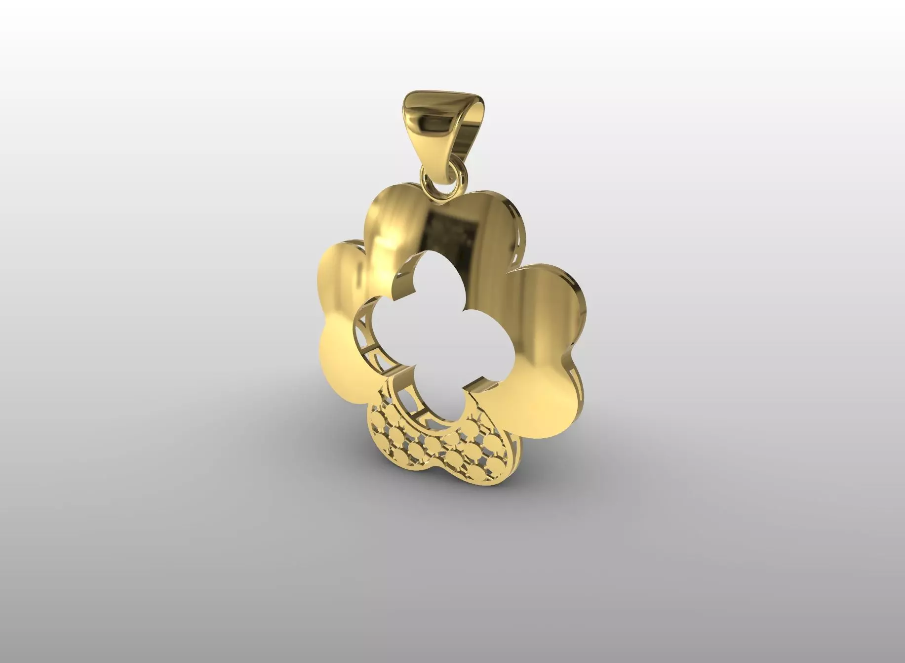 Clover Cutout Pendant 3D print model_0