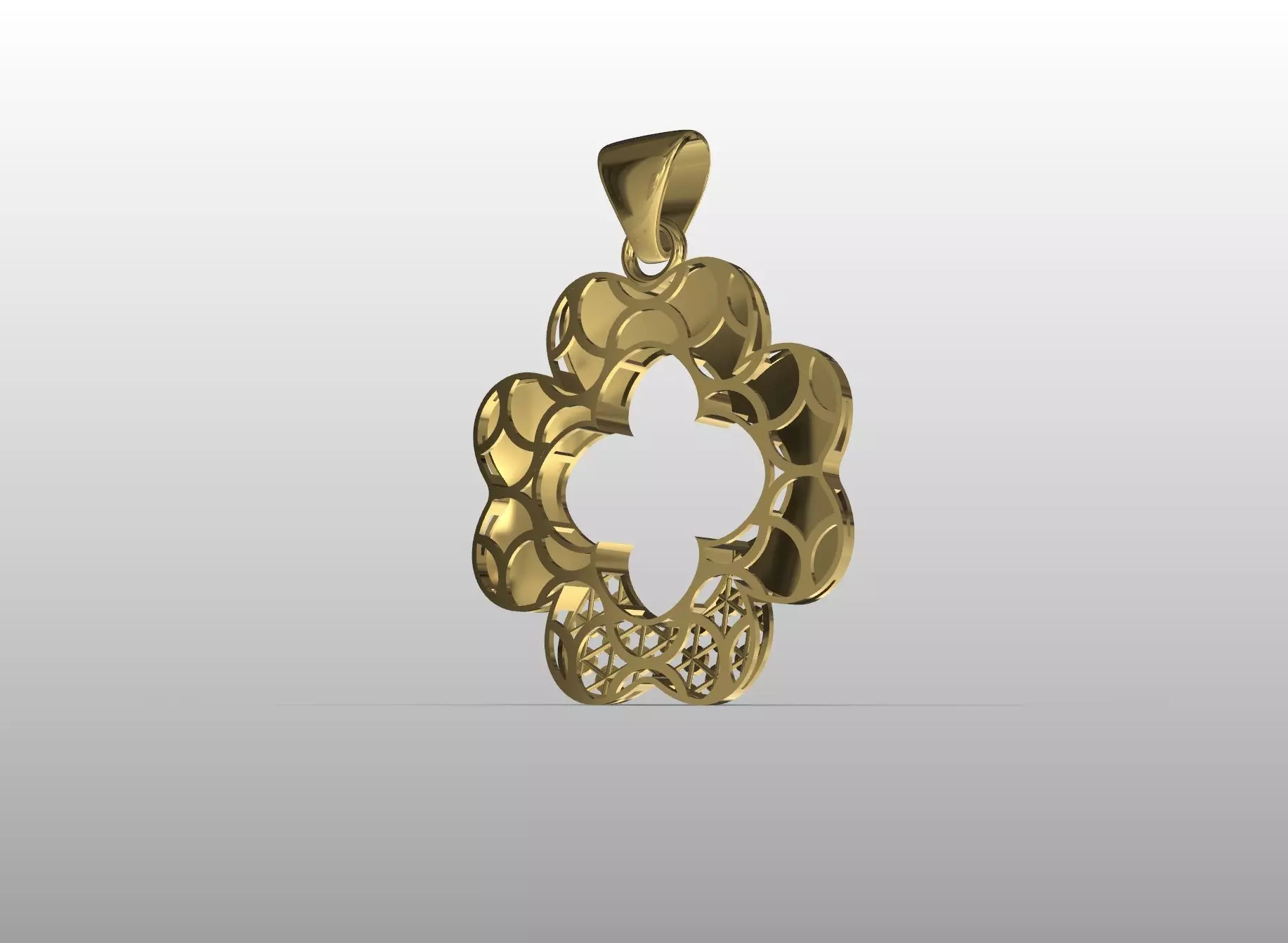 Clover Cutout Pendant 3D print model_2