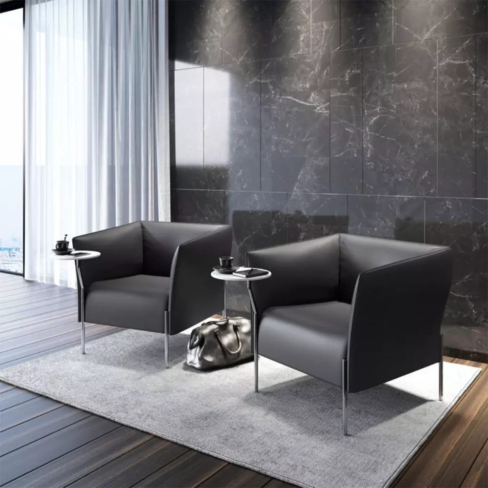 Modern Black Leather Armchair 3D Model Low-poly 3D model_2