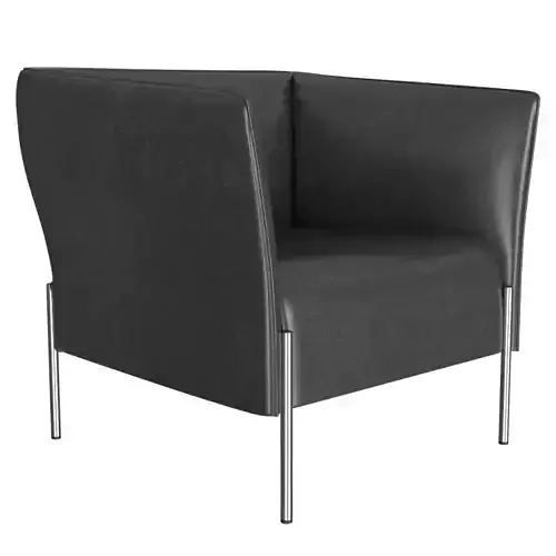 Modern Black Leather Armchair 3D Model 