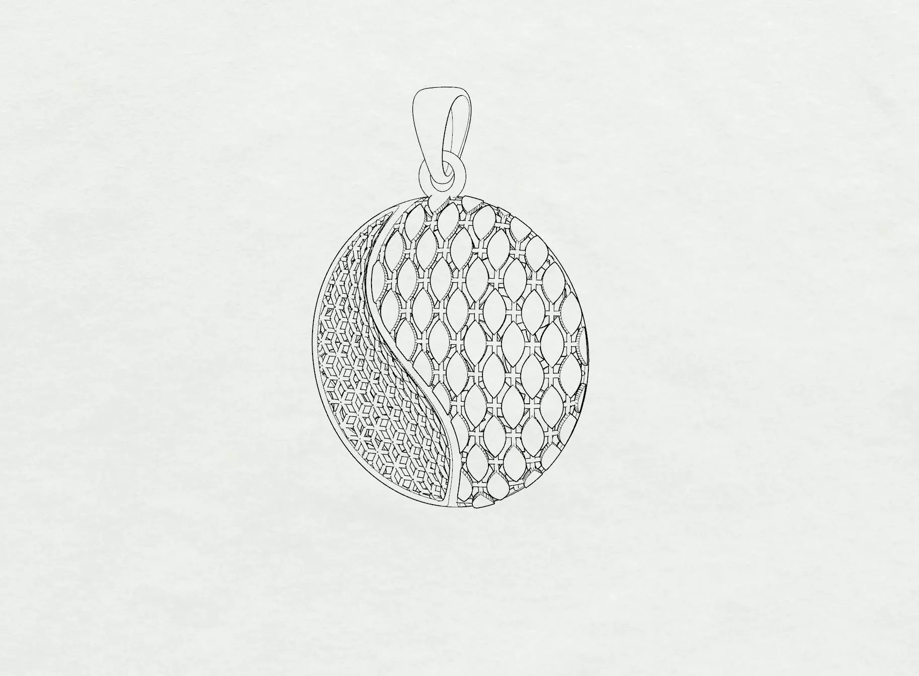 Yin Yang Filigree Pendant 3D print model_7
