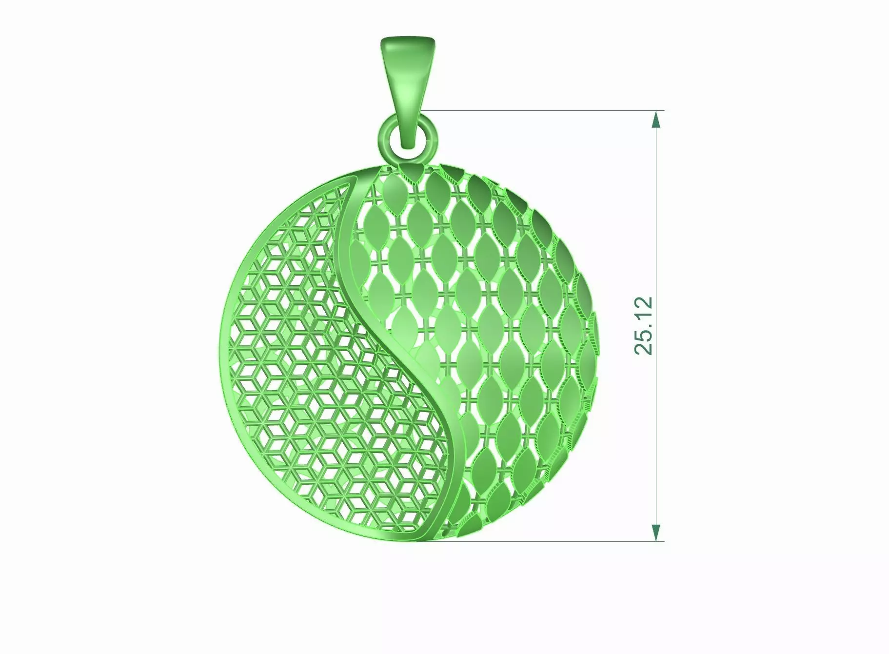 Yin Yang Filigree Pendant 3D print model_9