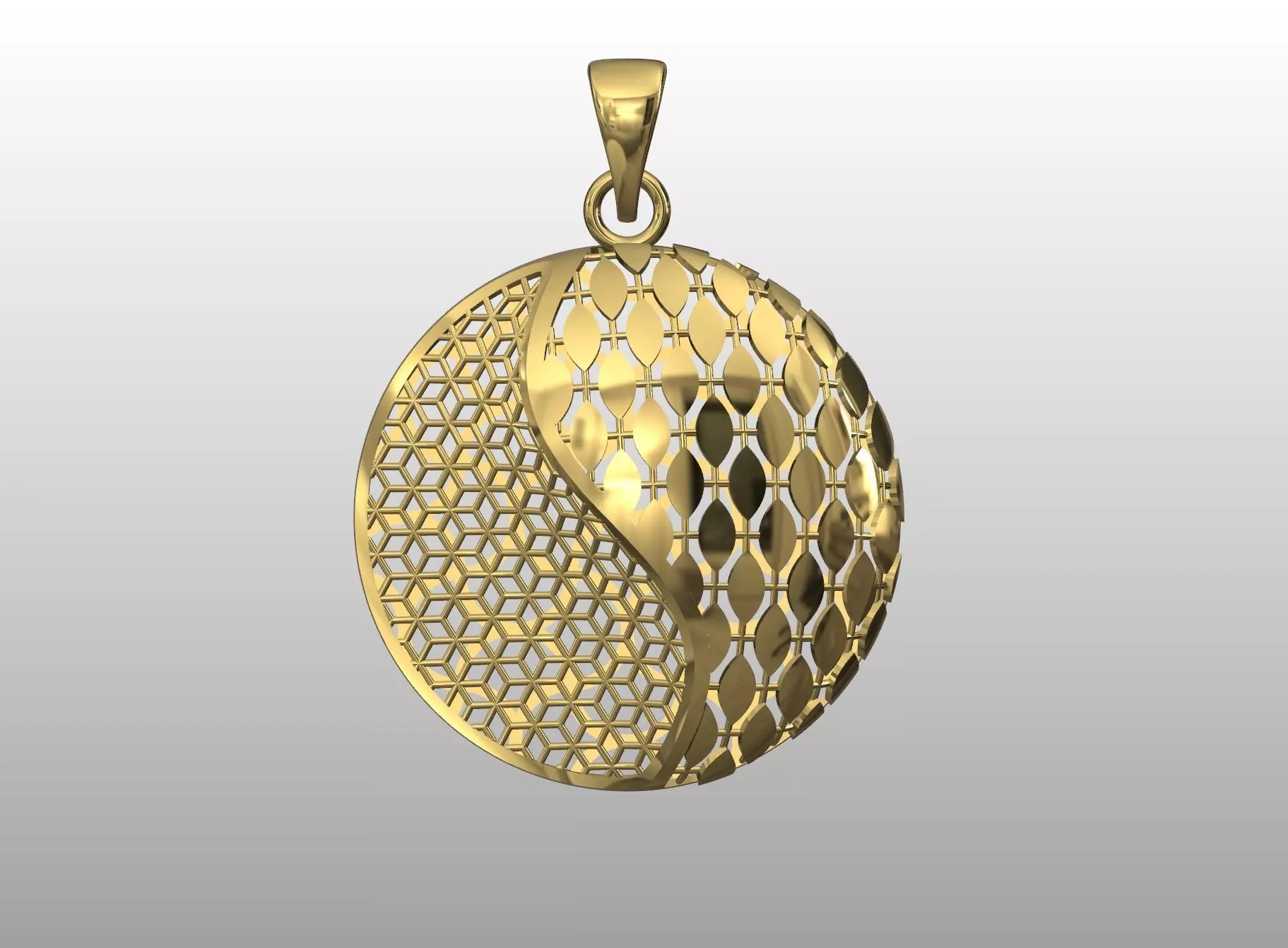 Yin Yang Filigree Pendant 3D print model_3