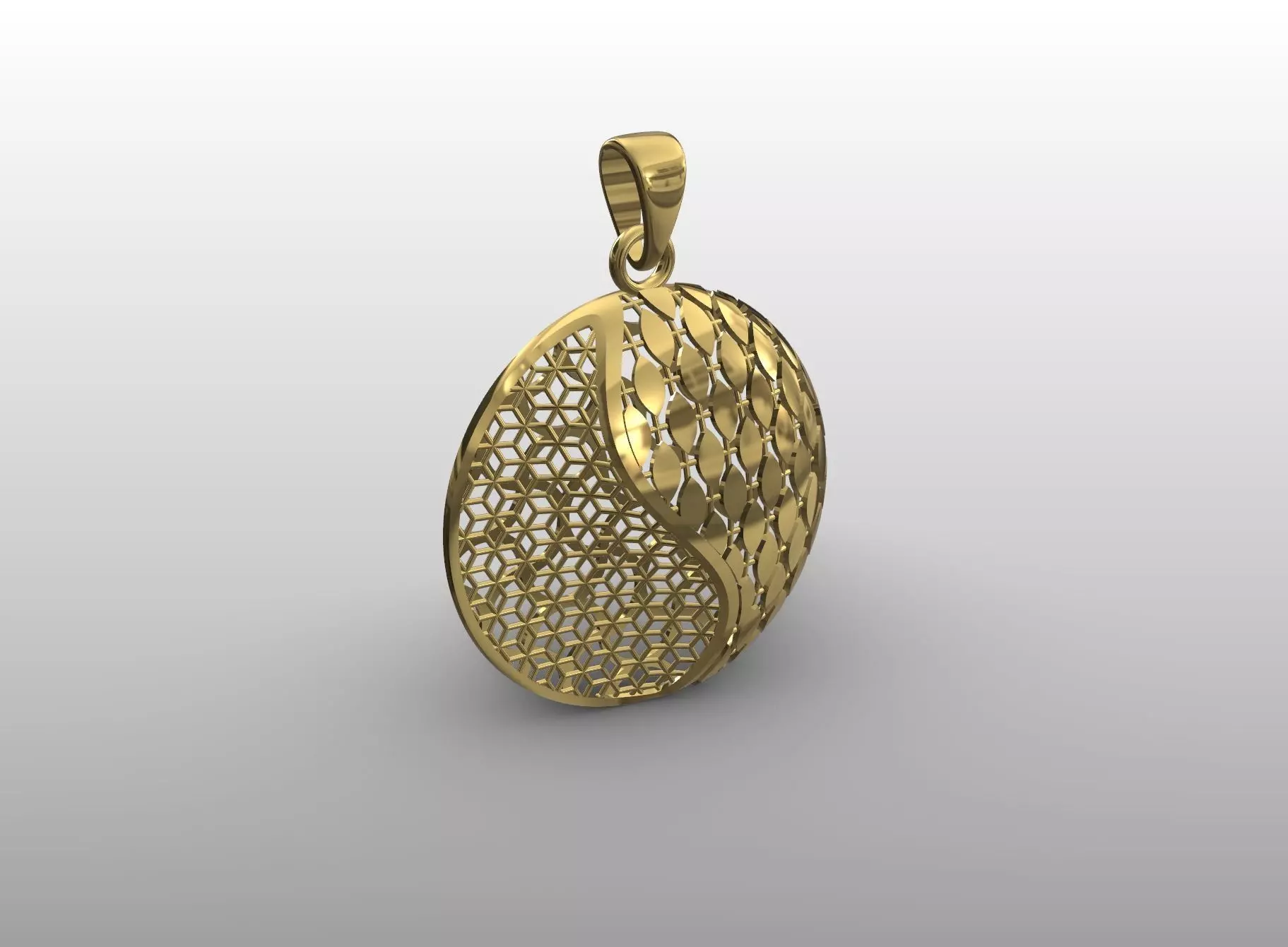 Yin Yang Filigree Pendant 3D print model_0