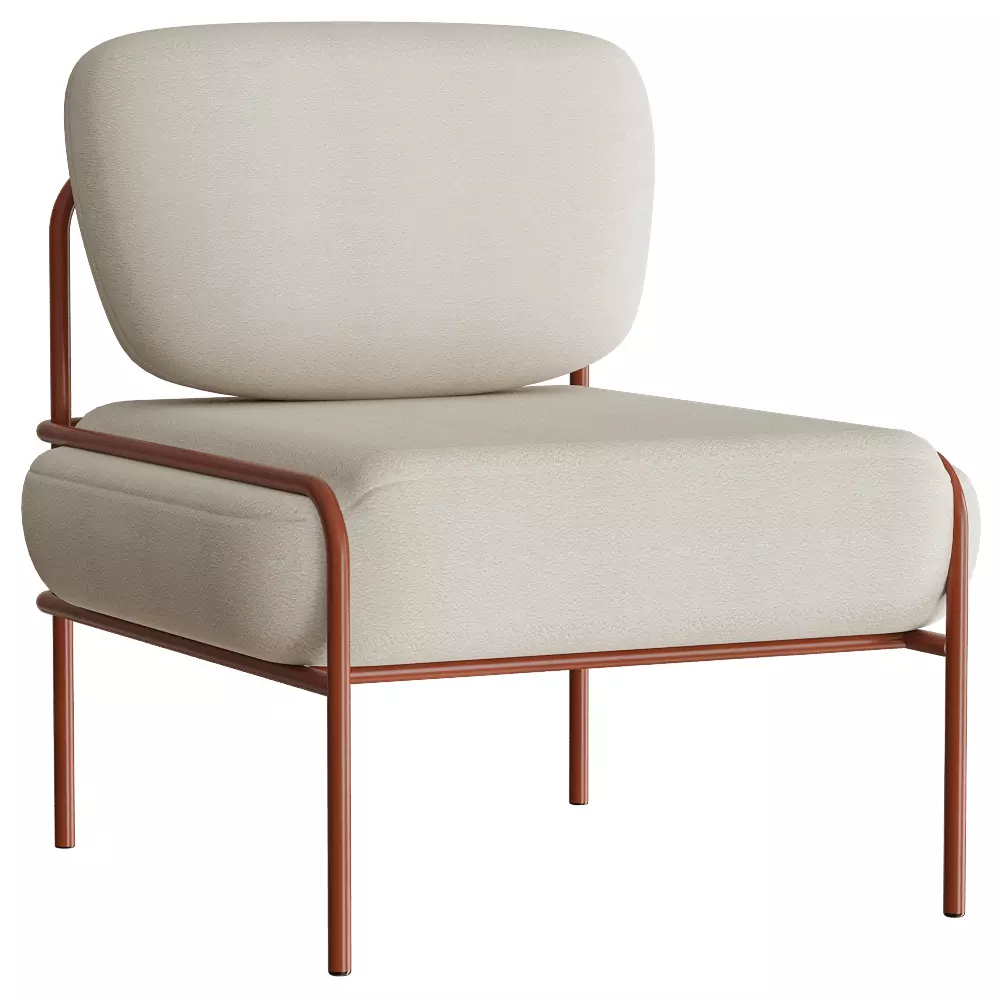 Modern Beige Fabric Lounge Chair 3D Model Low-poly 3D model_0