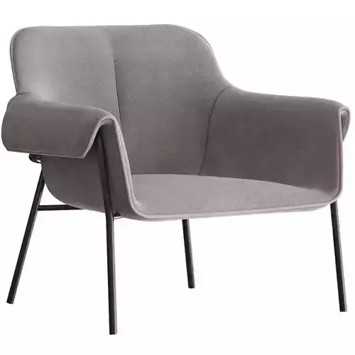 Modern Grey Fabric Armchair 3D Model 