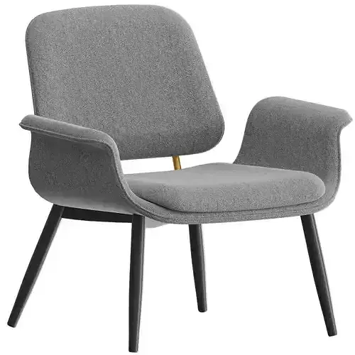 Modern Grey Fabric Lounge Armchair 3D Model  Low-poly 3D model