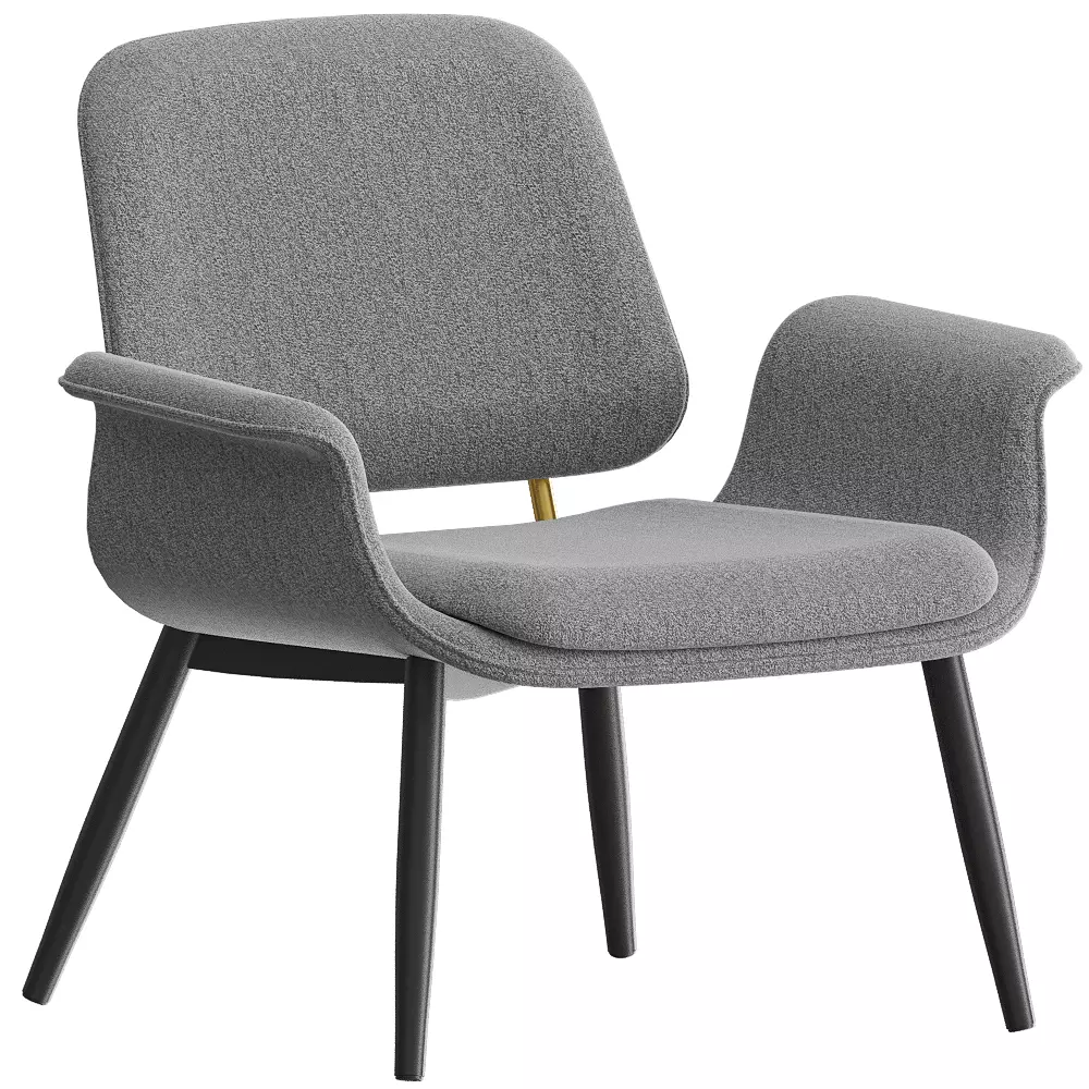 Modern Grey Fabric Lounge Armchair 3D Model  Low-poly 3D model_0