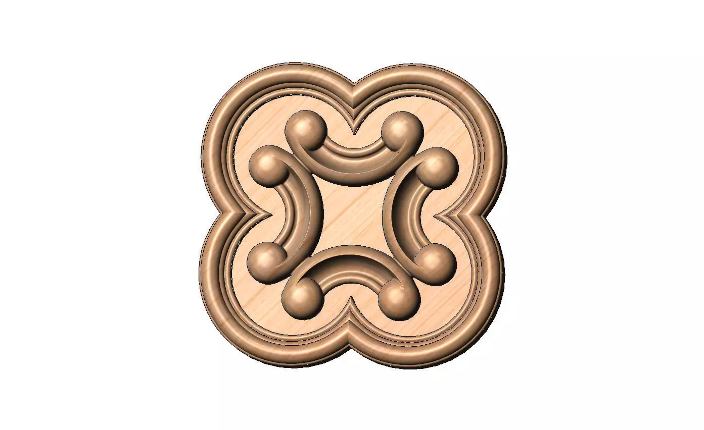 Gothic clover frame scroll arc rosette relief ornament 3D print model_12