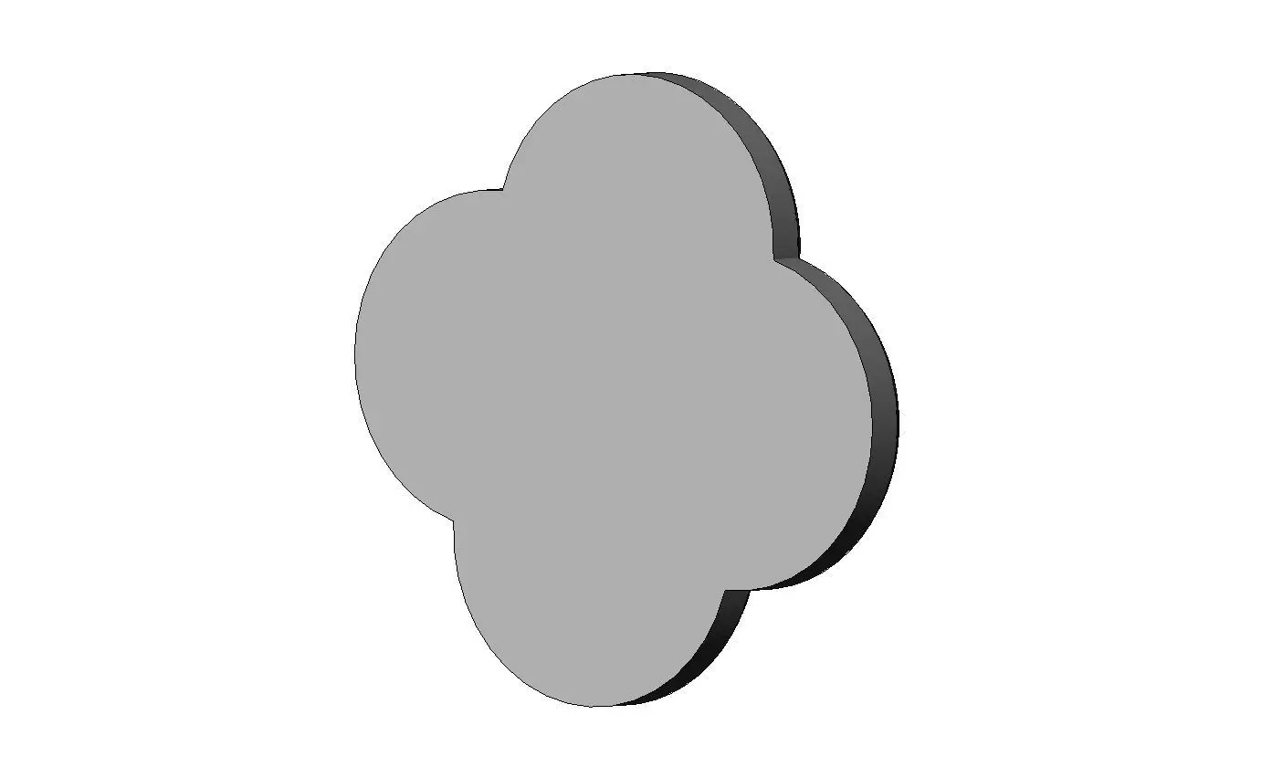 Gothic clover frame scroll arc rosette relief ornament 3D print model_7