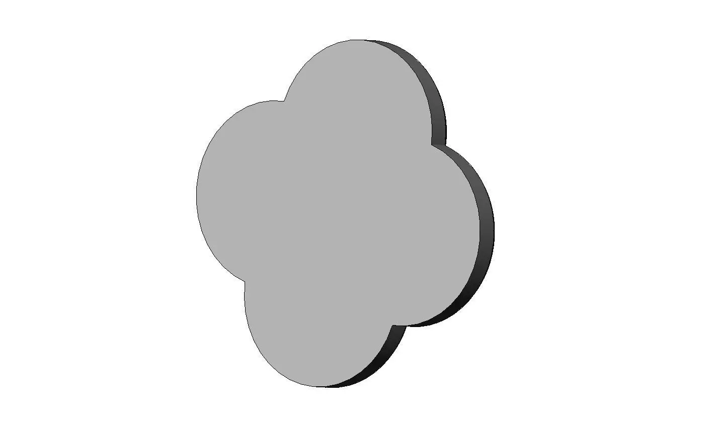 Gothic clover frame scroll arc rosette relief ornament 3D print model_4