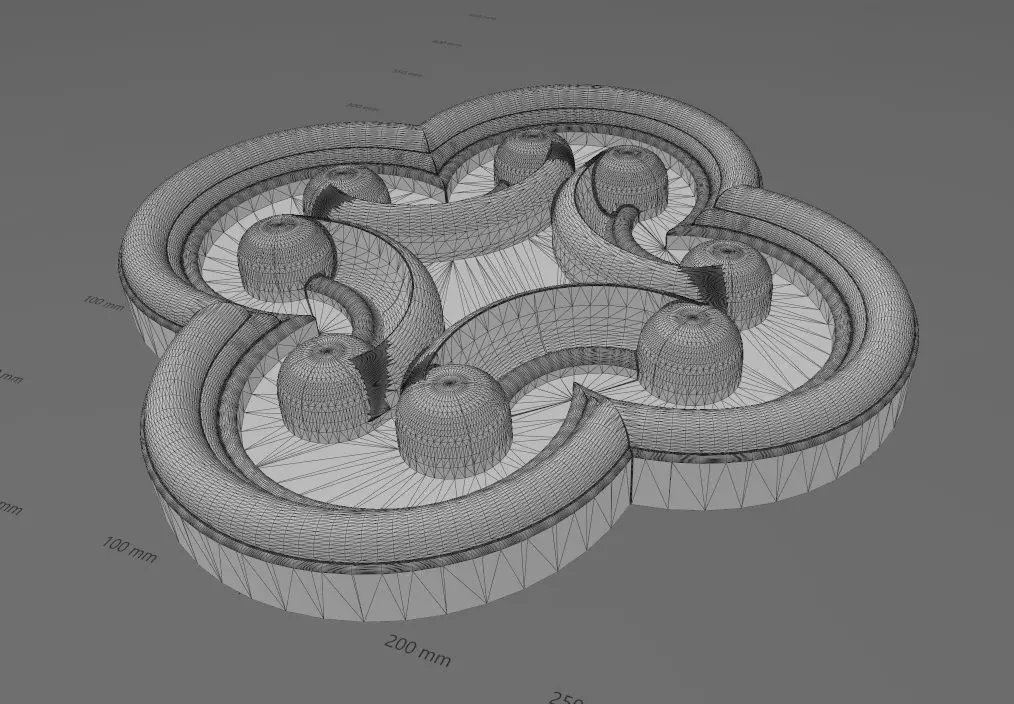 Gothic clover frame scroll arc rosette relief ornament 3D print model_17