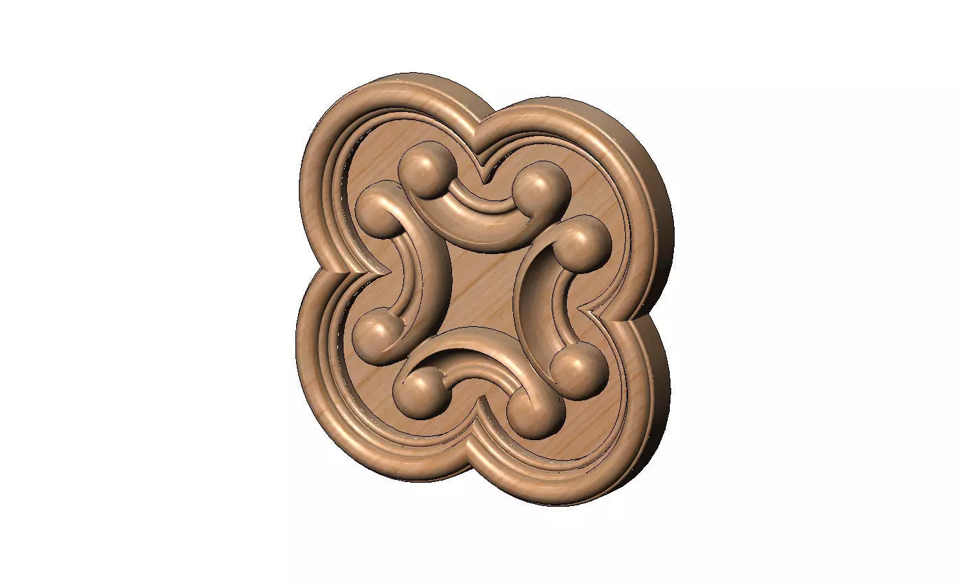 Gothic clover frame scroll arc rosette relief ornament 3D print model_13